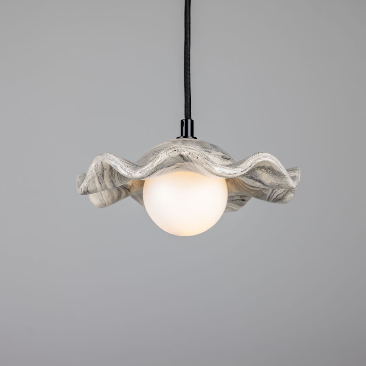 Sylvara Pendant Light With Wavy Marbled Ceramic Shade