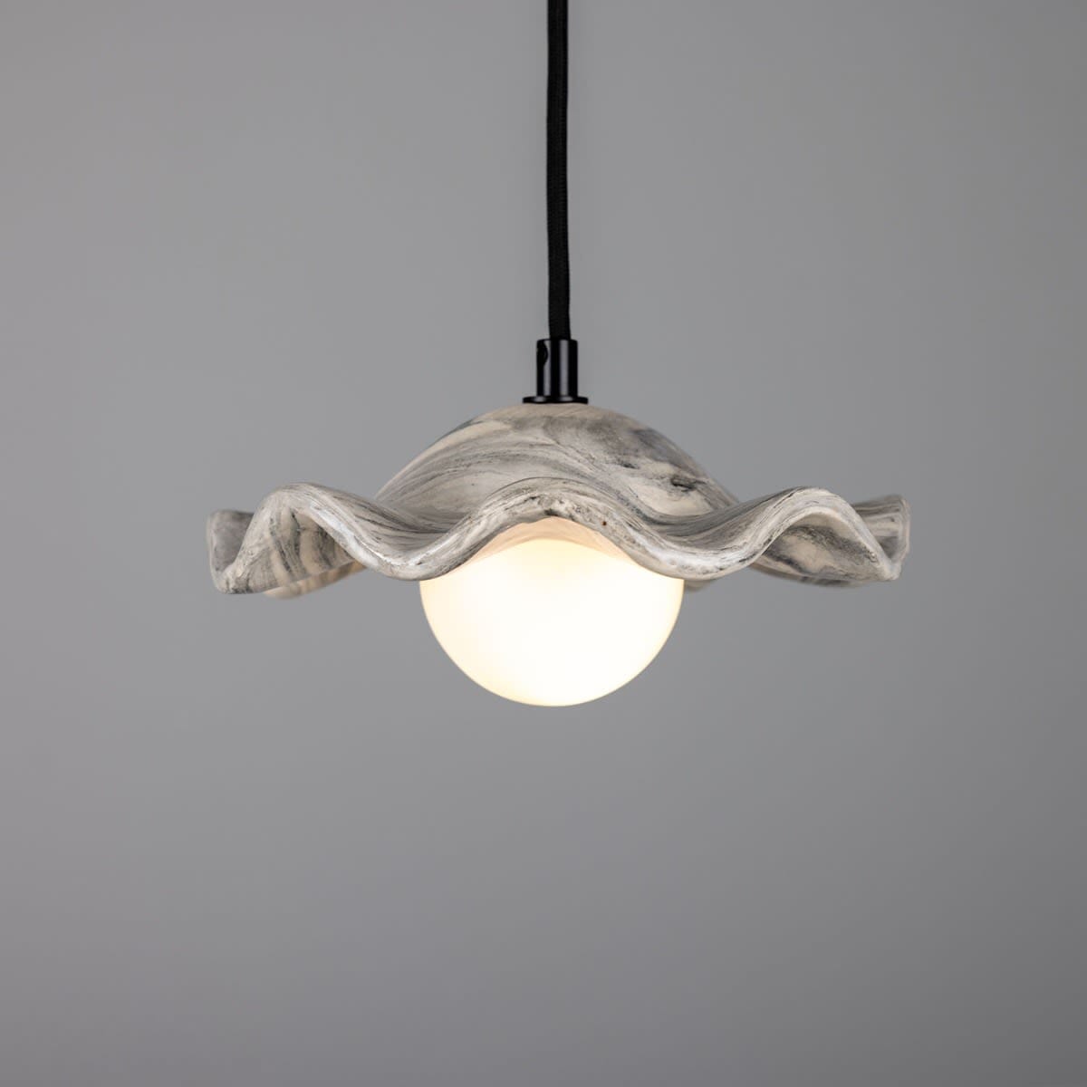 Sylvara Pendant Light With Wavy Marbled Ceramic Shade