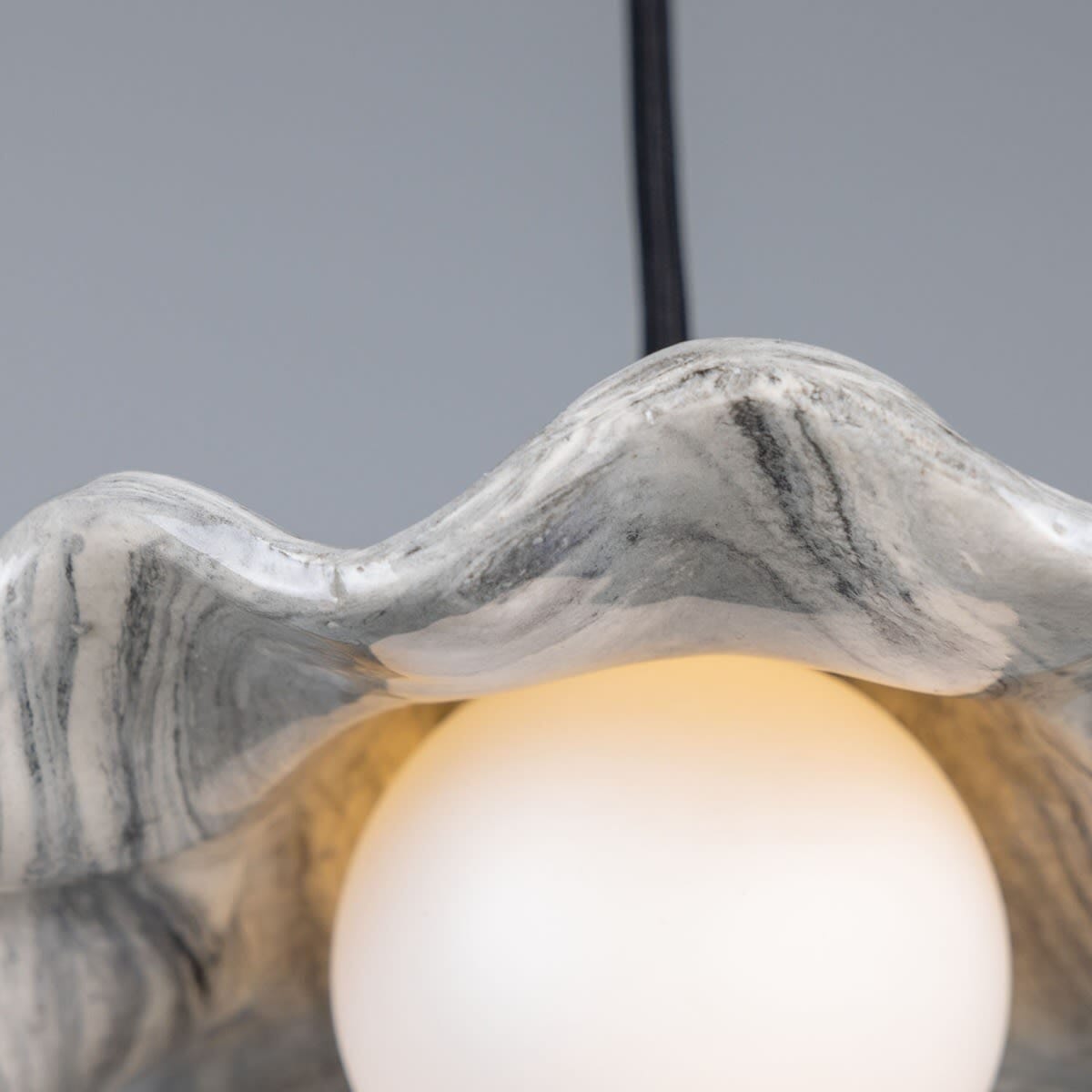 Sylvara Pendant Light With Wavy Marbled Ceramic Shade