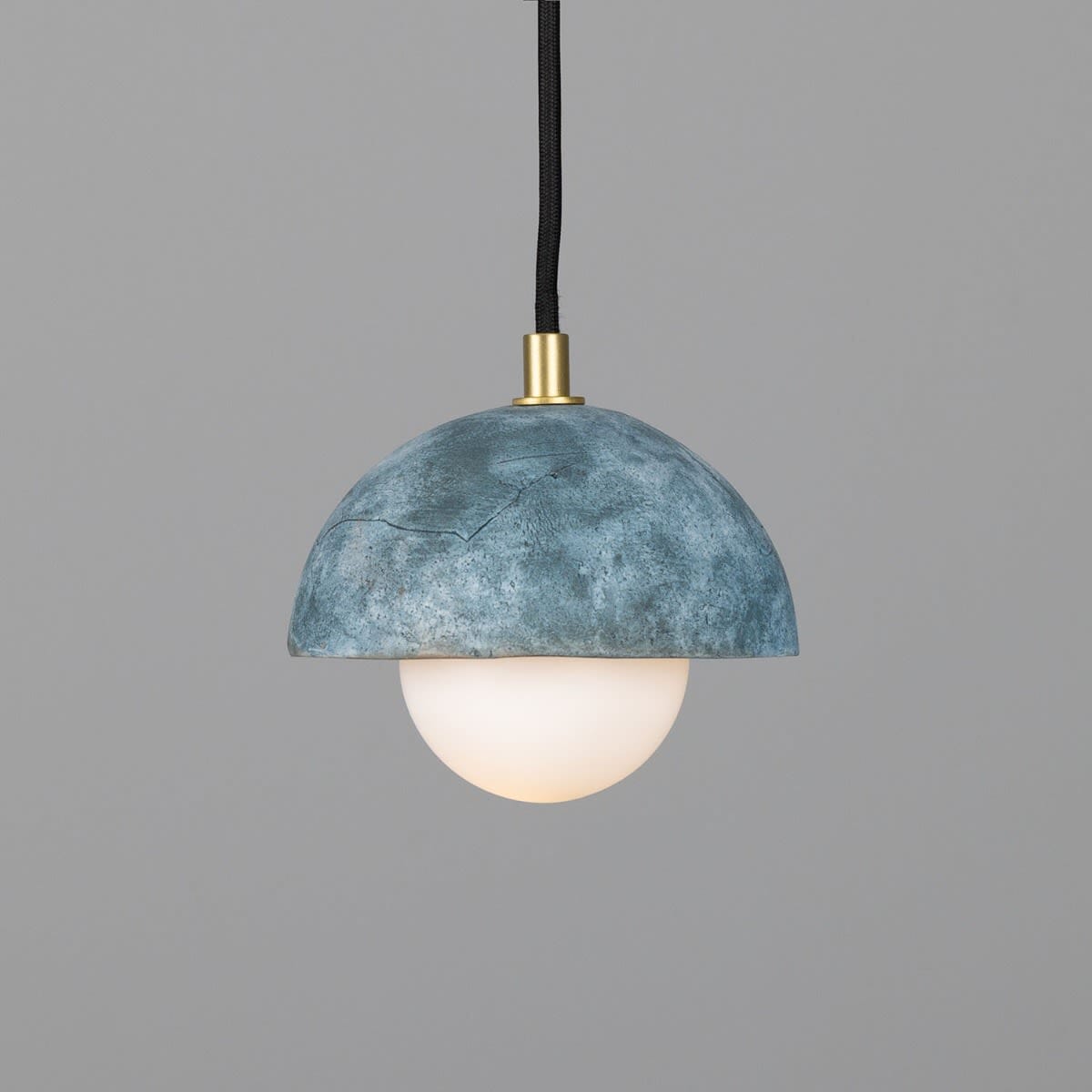 Terris Small Ceramic Dome Pendant Light 14cm Blue Earth