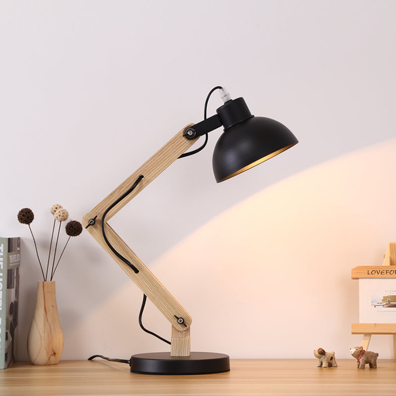 Lumora Arc Table Lamp With Metal And Solid Ashwood Base