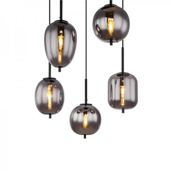 ObsidianHalo Smoked Glass Bowl Pendant Light Variants