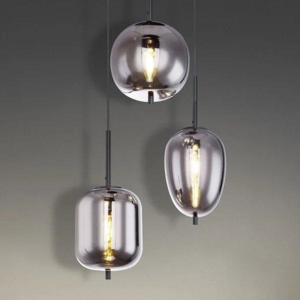 ObsidianHalo Smoked Glass Bowl Pendant Light Variants