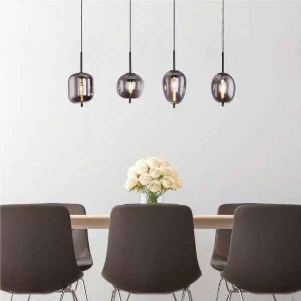 ObsidianHalo Smoked Glass Bowl Pendant Light Variants