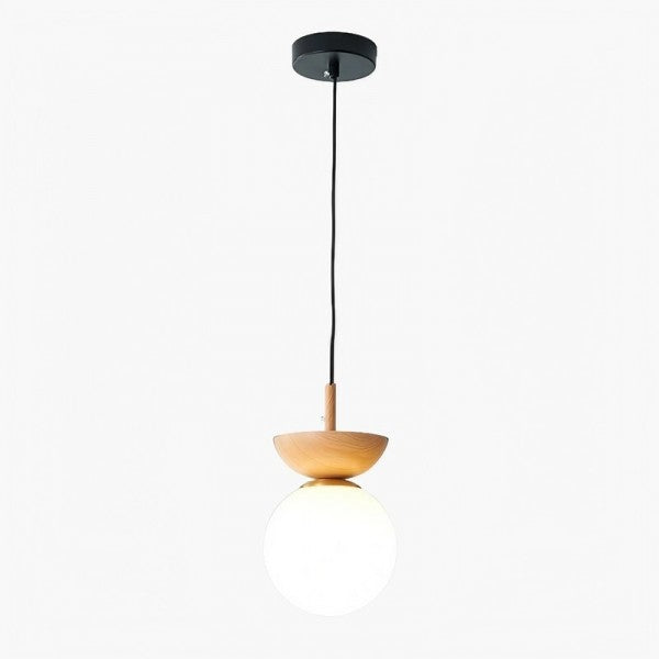 Norrin Nordic Half-Wood Pendant Light With Water-Transfer Wood Finish