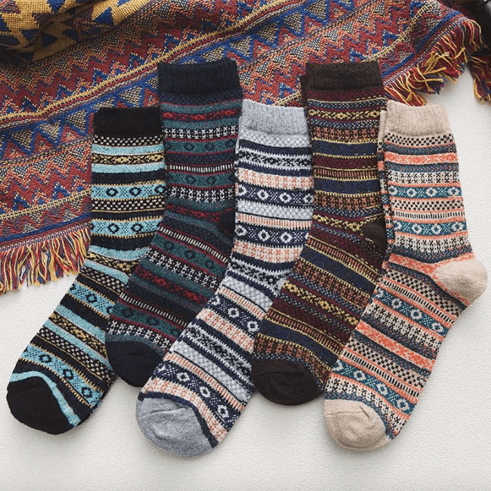 Nordic Winter Socks With Scandinavian Pattern Wool Blend