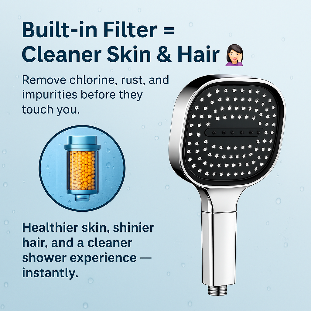 High-Pressure Shower Head With Turbo Boost Filtration For Hair