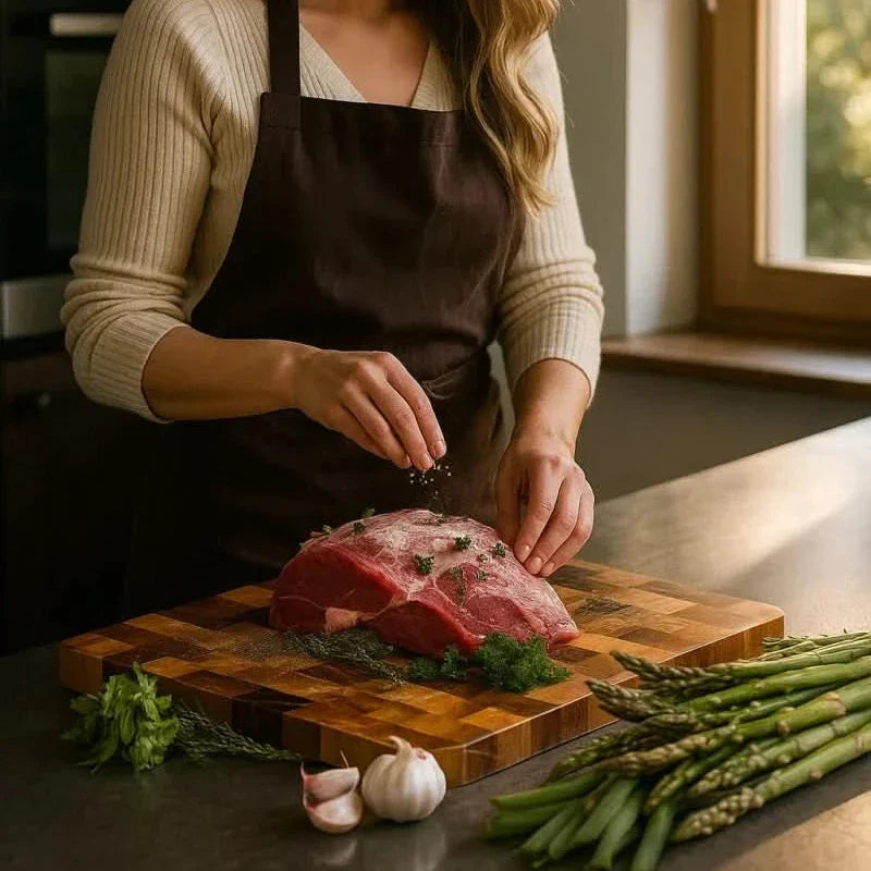 Antibakterielles Schneidebrett aus Akazienholz mit Schachbrettmuster von TimberHaven