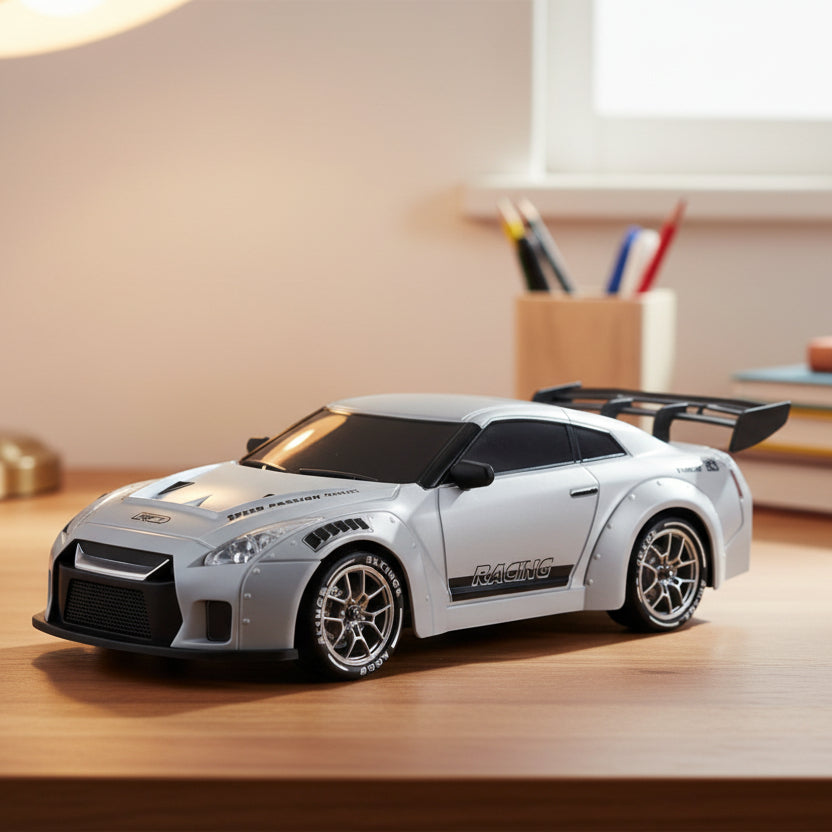 Carro de Deriva RC AeroPulse à Escala 1:24 com Rodas LED e Tração nas Quatro Rodas