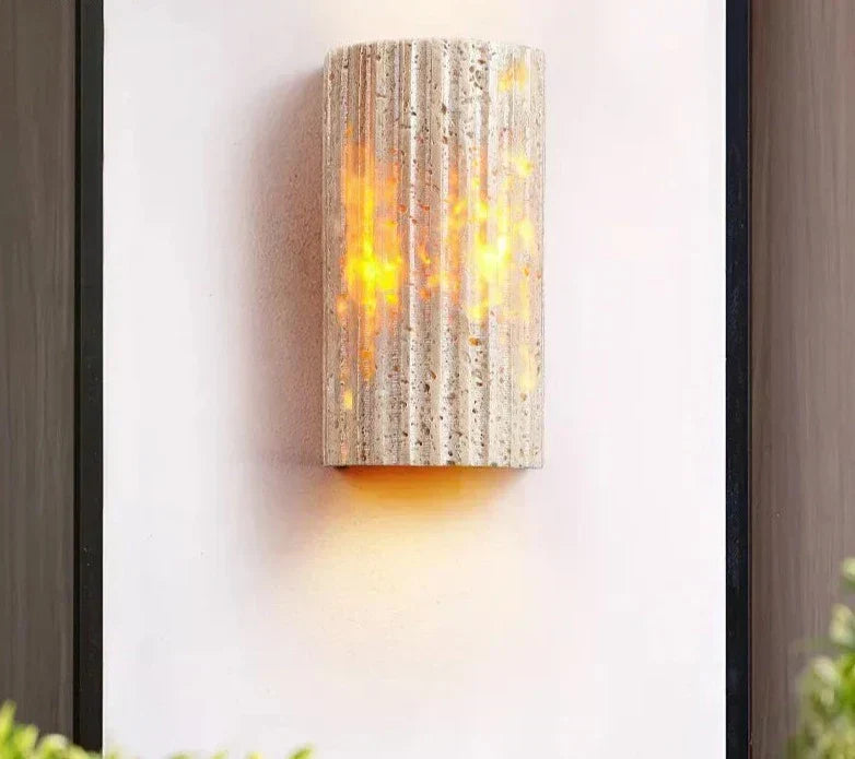Natural Stone Wall Lamp With Indoor LED Lighting, Wall Mounted