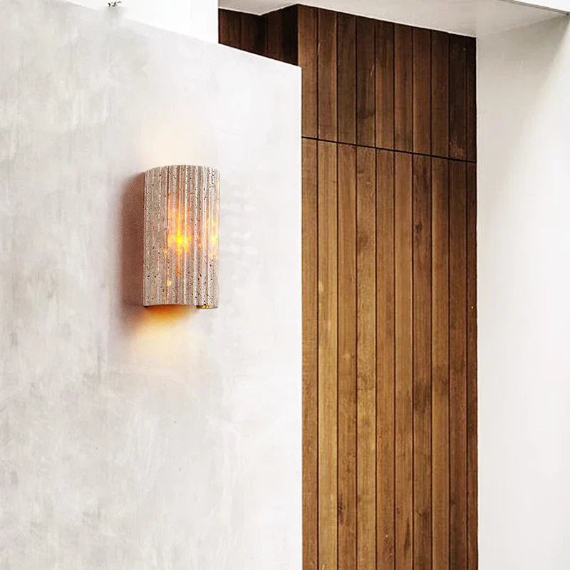 Natural Stone Wall Lamp With Indoor LED Lighting, Wall Mounted
