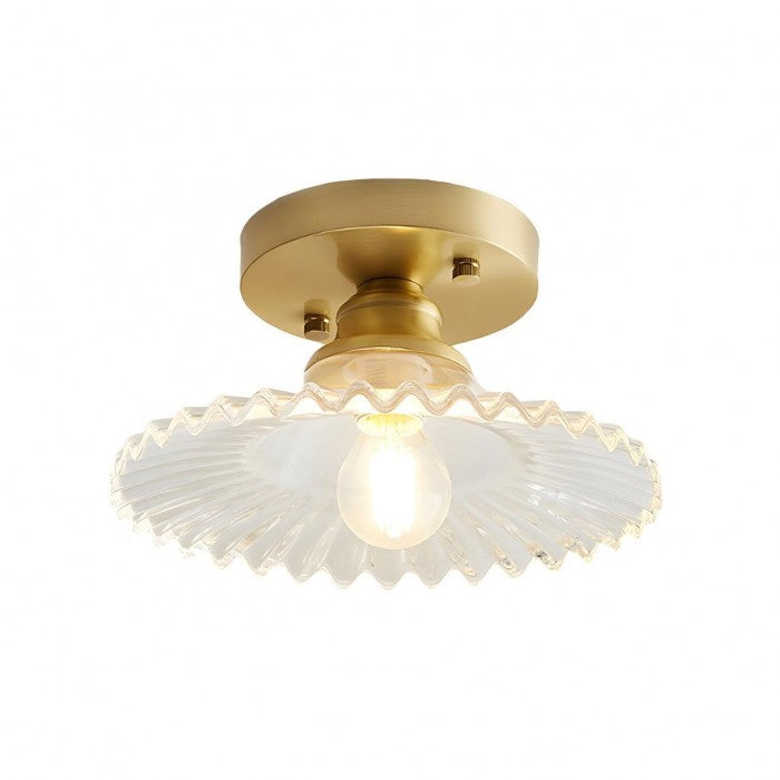 Clear Glass Vintage Ribbed Petal Ceiling Light Fixture