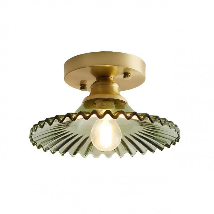 Clear Glass Vintage Ribbed Petal Ceiling Light Fixture