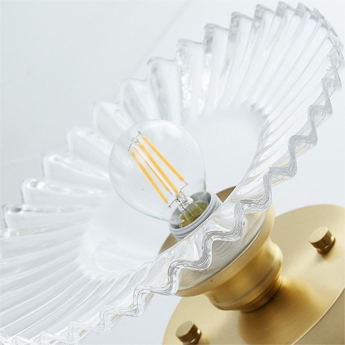 Clear Glass Vintage Ribbed Petal Ceiling Light Fixture