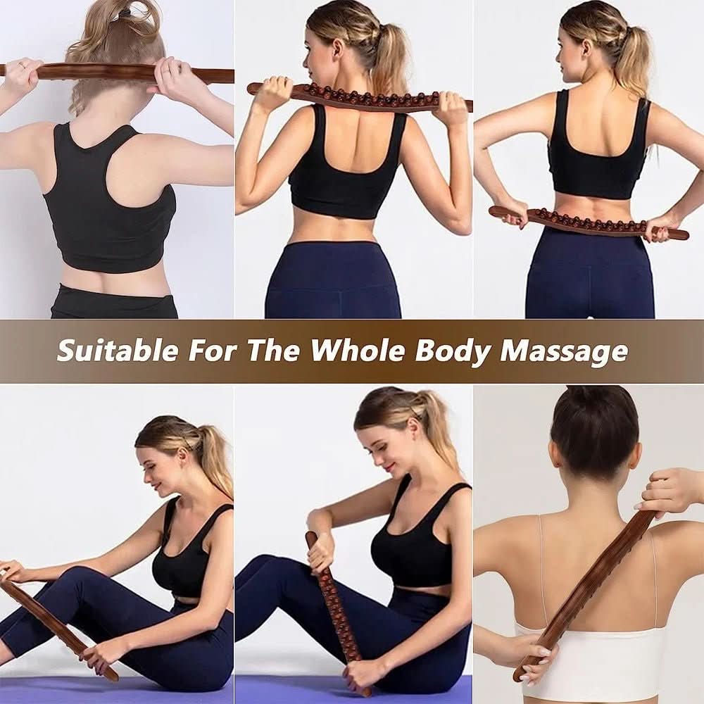 Woodora Pro Natural Wooden Gua Sha Massage Stick For Full Body Muscle Relief