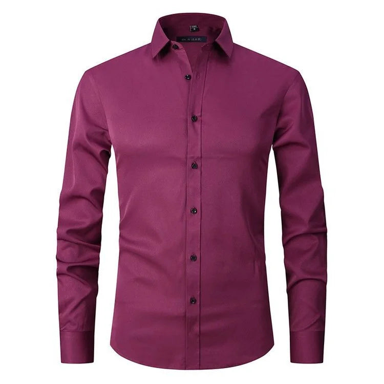 LumaEase TeddyStretch Camisa Anti-Rugas Conforto Auto-Vestível