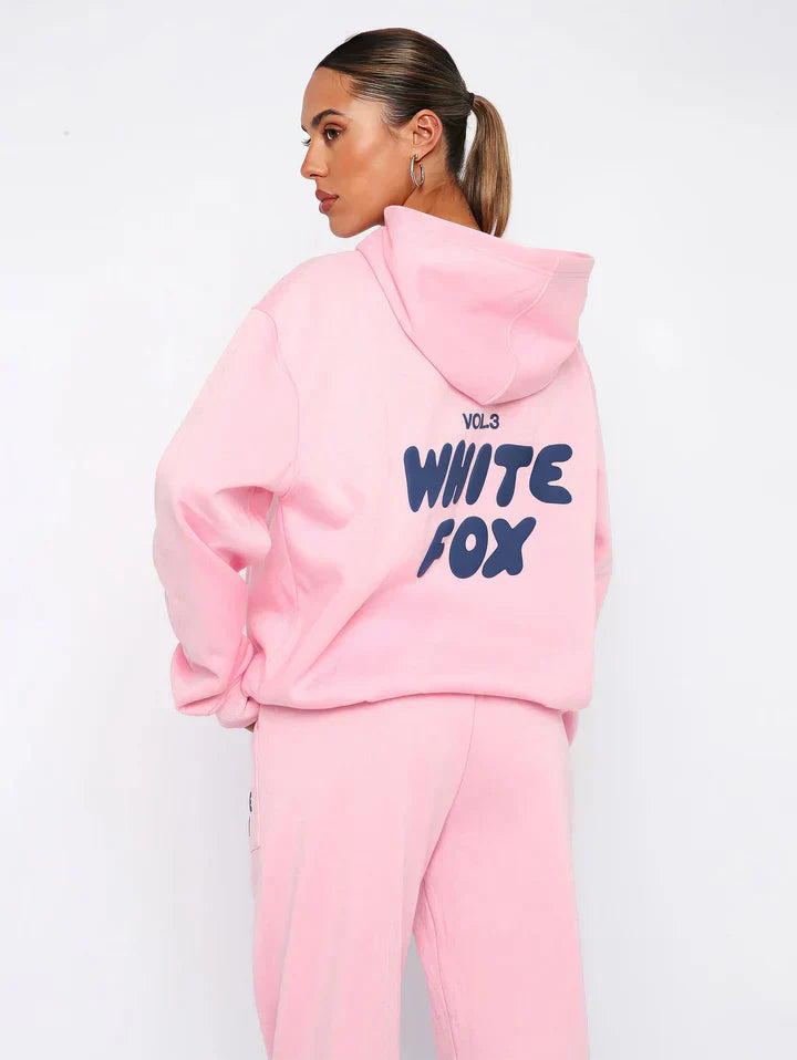 Women's Pink Cotton Blend Hoodie And Joggers Lounge Set