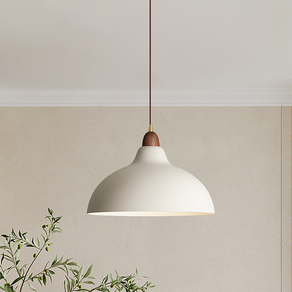 Sylvara Nordic Wood and White Metal Pendant Light Fixture