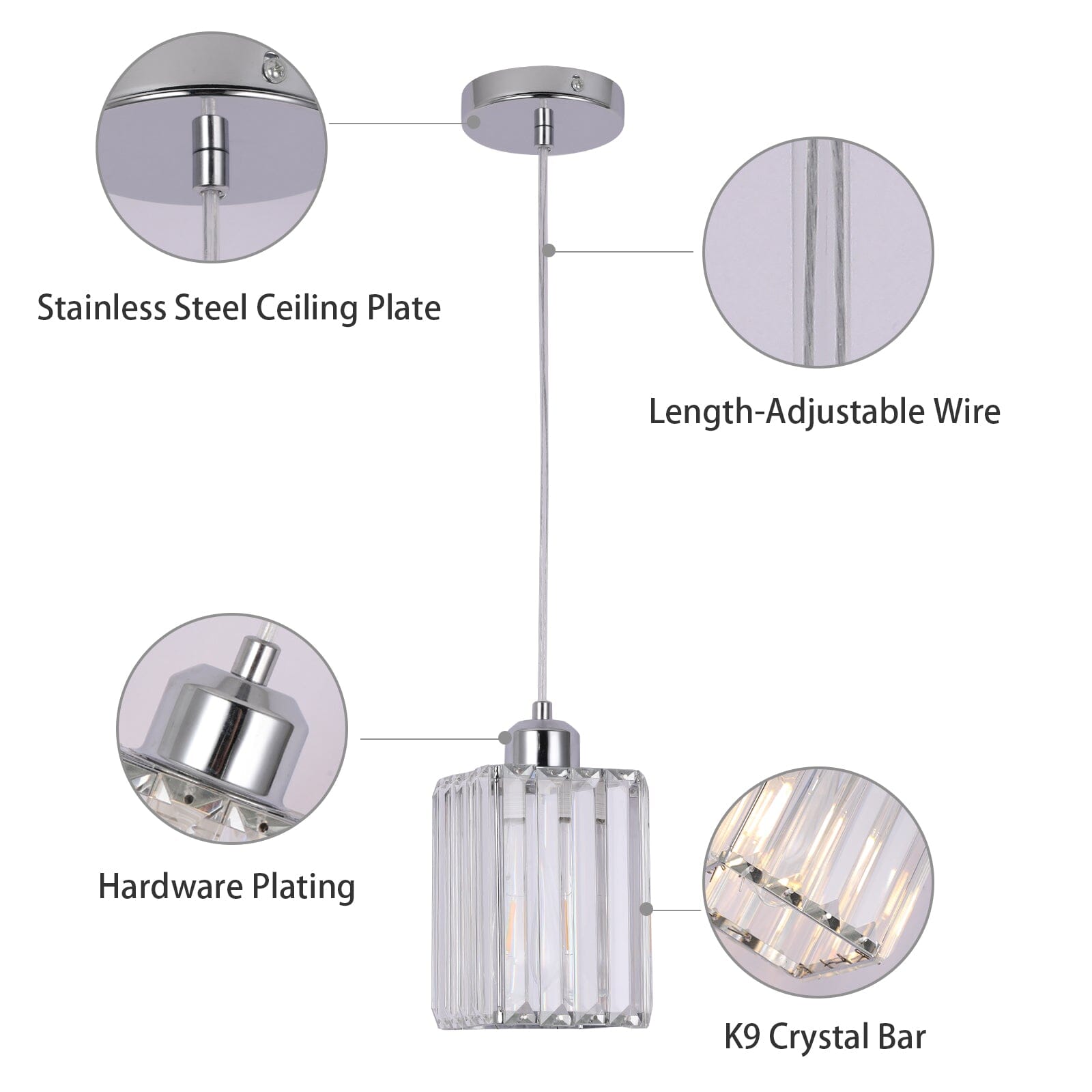 Lumistra Crystal Glass Pendant Light for Living Rooms