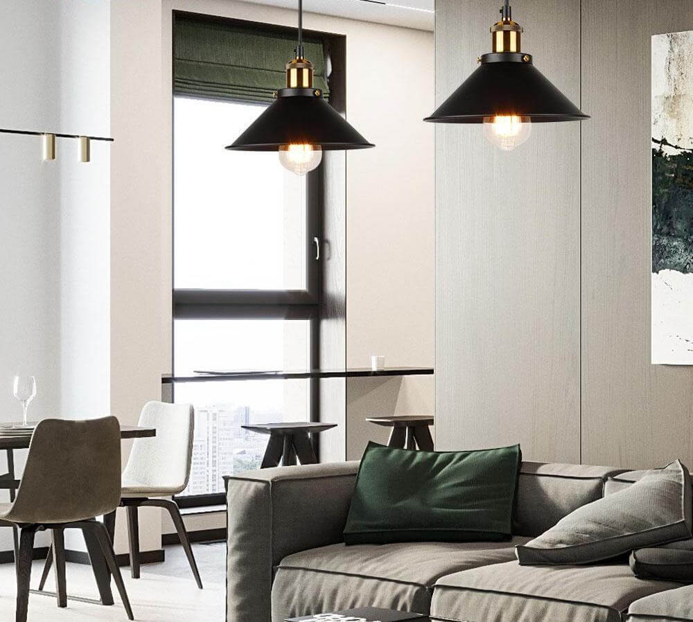 Suspension cône en laiton Elora style industriel vintage