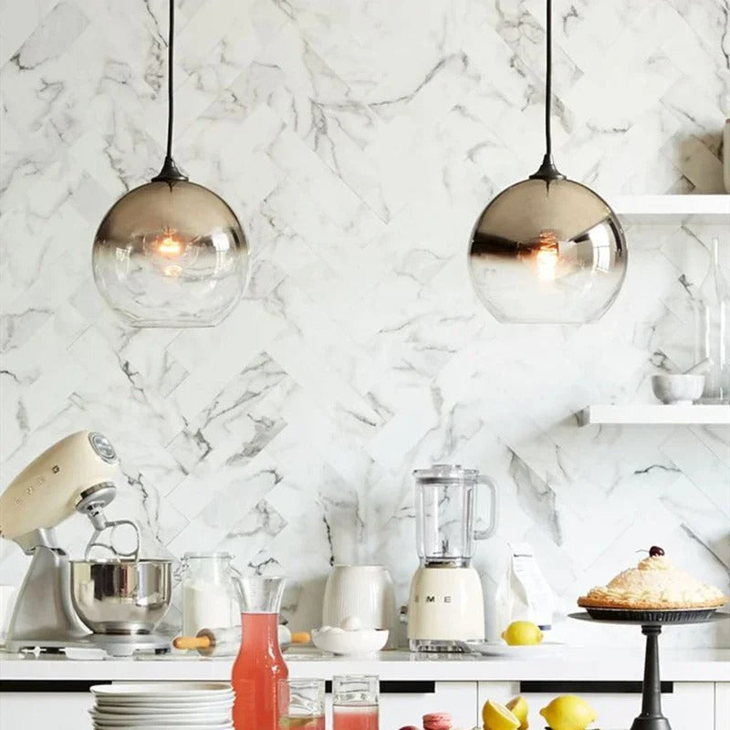 Lysara üveg függeszték lámpa | Ombre pezsgő és rózsaarany