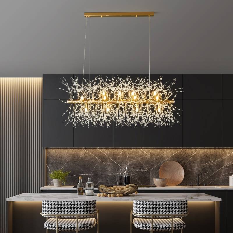 Aureline wit en gouden LED-hanglamp voor woonkamer en eetkamer met metalen frame