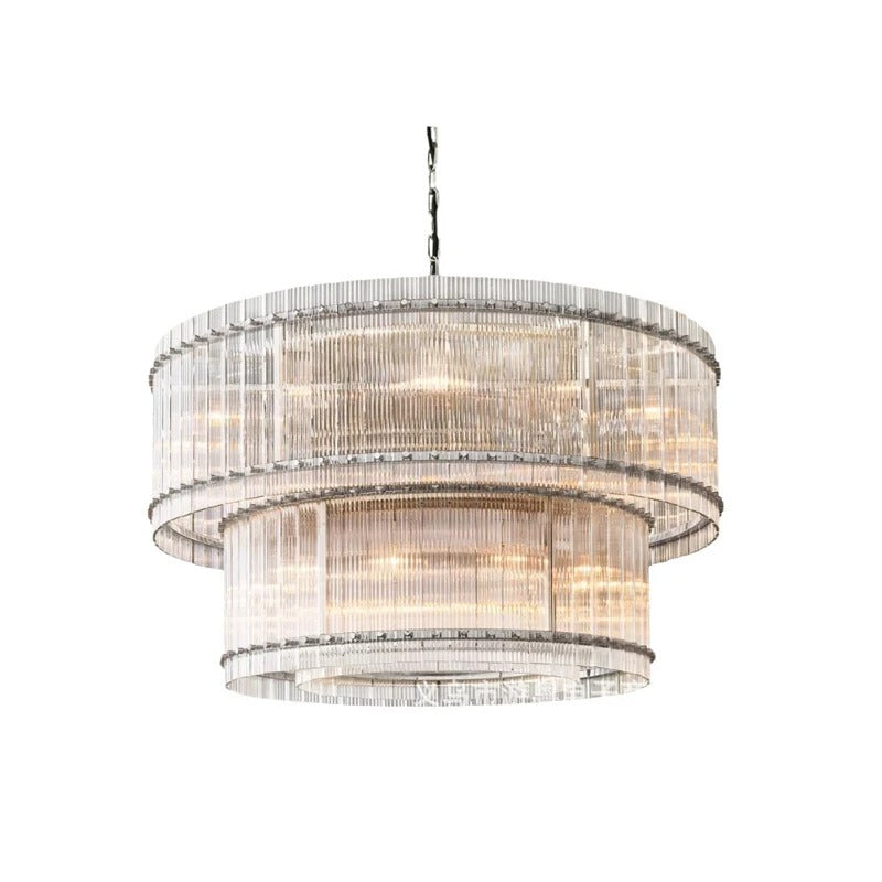 NovaLuxe Crystal Chandelier With Dual Tiers And Brass Finish
