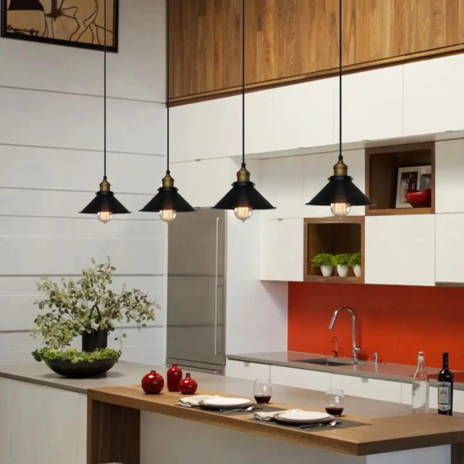 Suspension cône en laiton Elora style industriel vintage