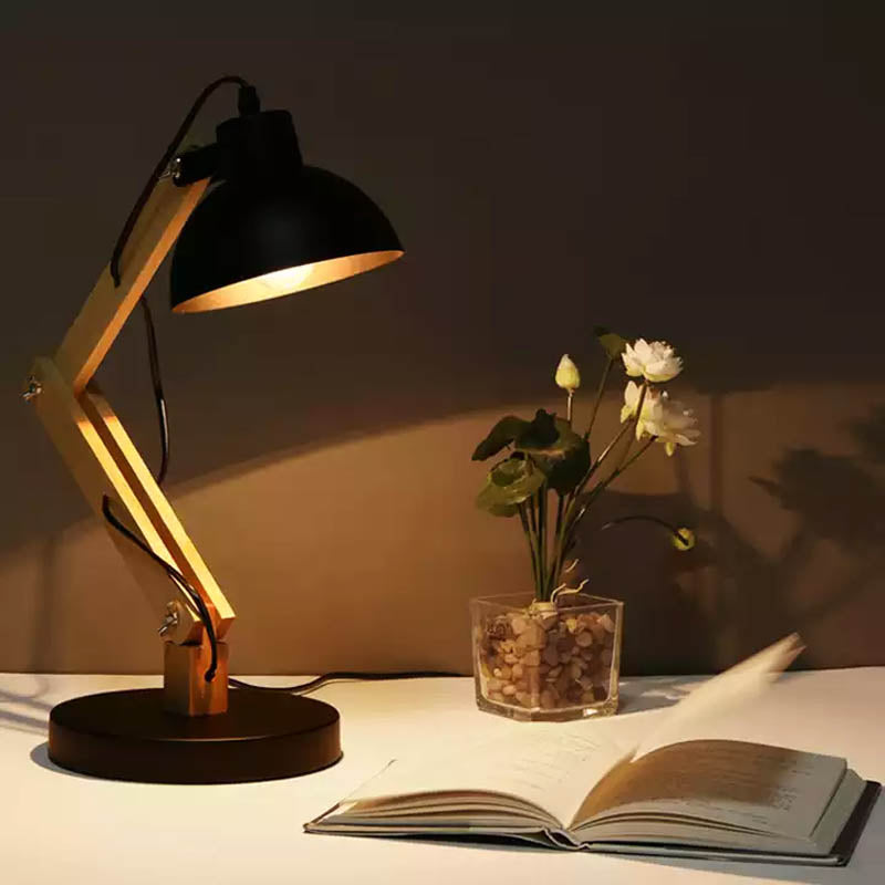 Lumora Arc Table Lamp With Metal And Solid Ashwood Base