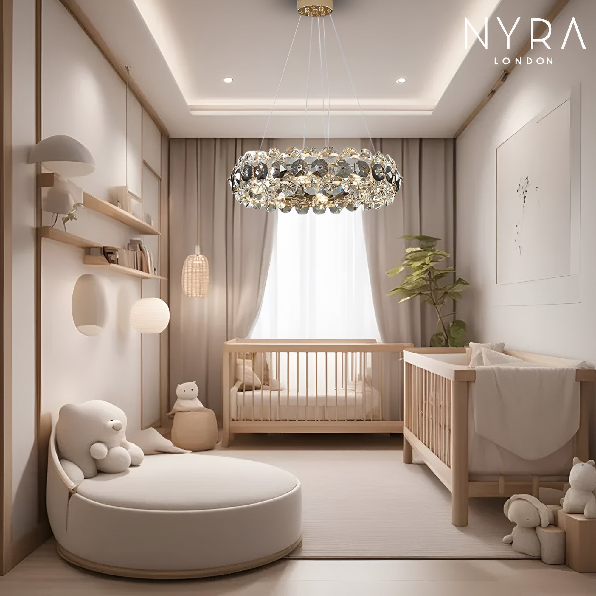 Lyra Crystal Crown Chandelier Warm Glow for Dining Rooms