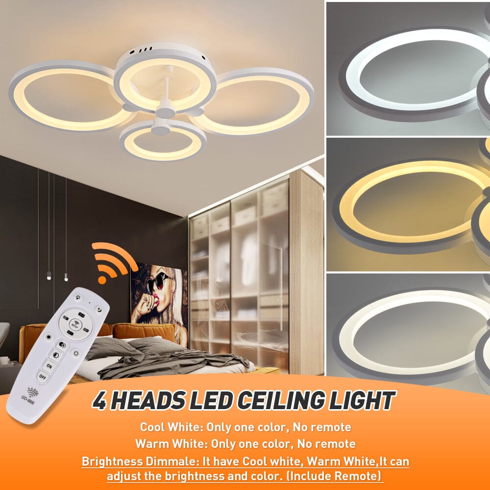 NovaRing Modern Ring Acrylic Ceiling Light With Remote