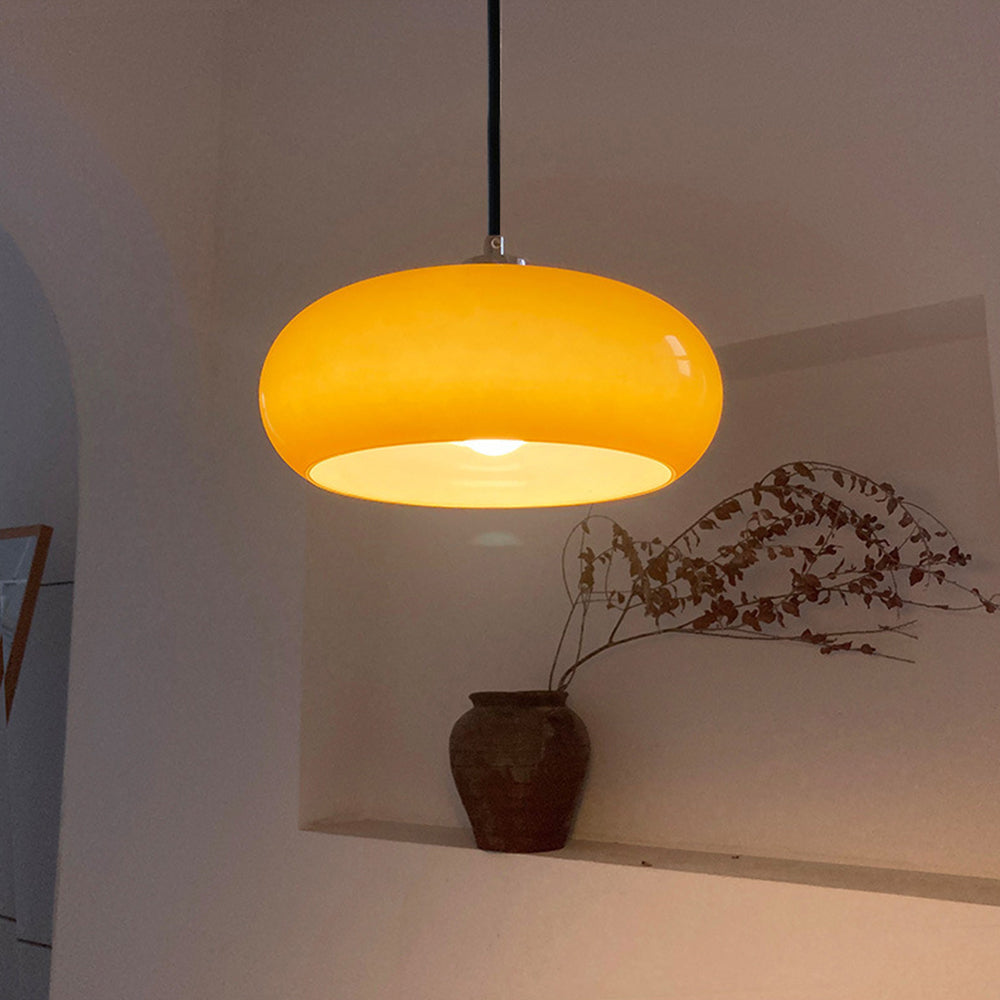Aveline Bread-Shaped Orange And White Glass Pendant Light