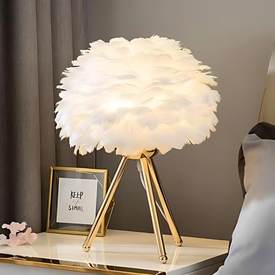 Mariselle Feathered Luxury Table Lamp For Living Room