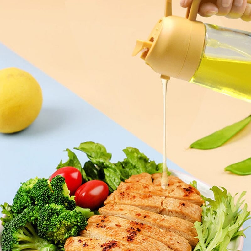 2-in-1 lasinen öljysumutin ja annostelija keittiökäyttöön