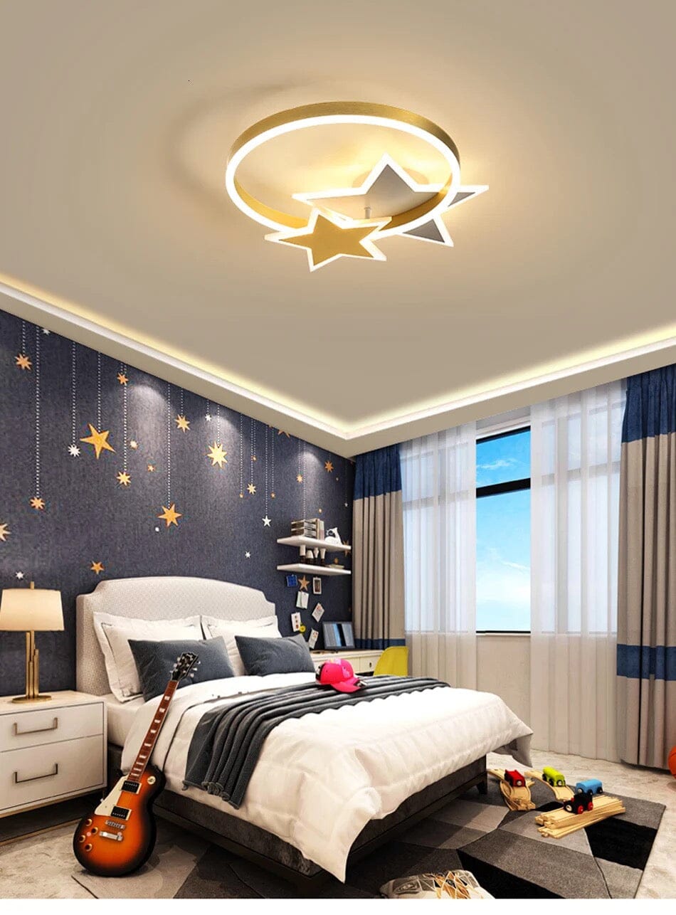 Aurora Gold Ring Star Ceiling Light for Nursery Decor