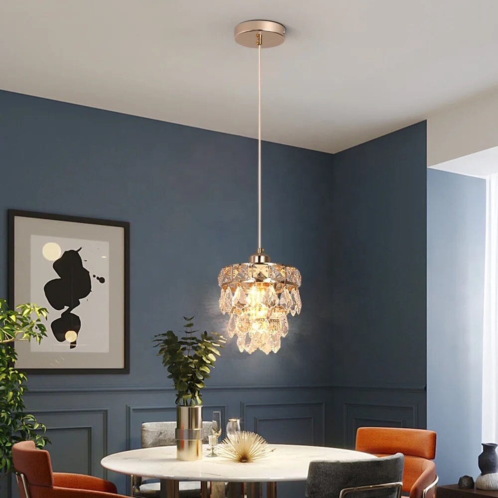 Lyra Crystal Pendant Light with Two-Tier Glass Prisms