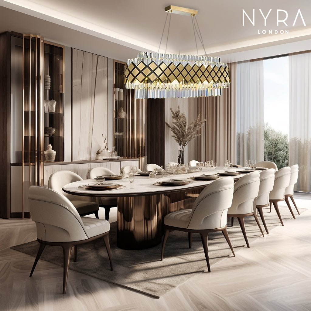 Lustre de Vidro Aurelia com Acabamento Moderno em Brilho Luxuoso