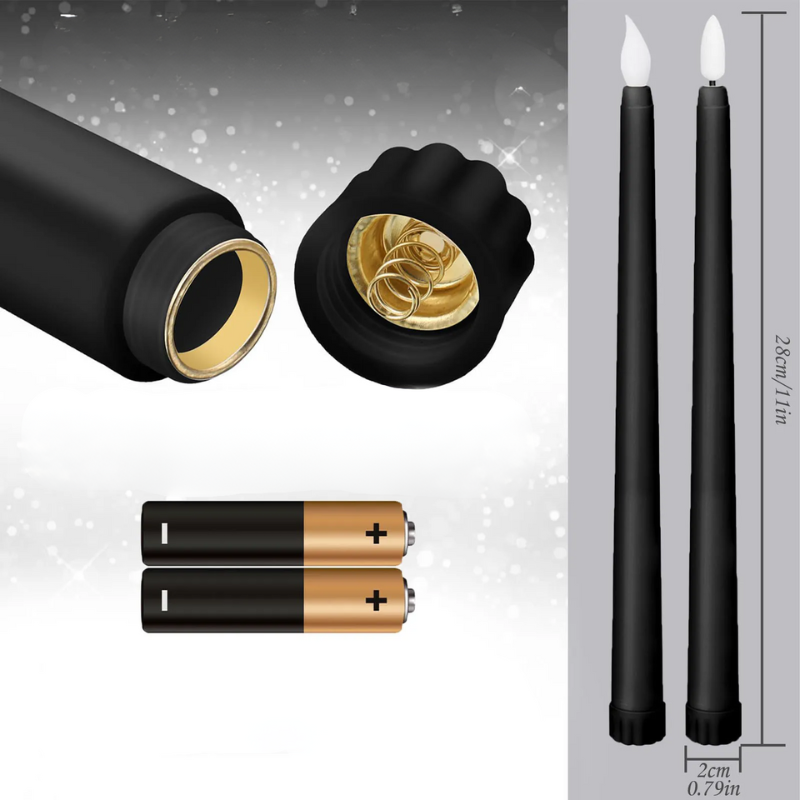 UmbraGlo LED-mustat kartiokynttilät Halloweeniksi ja häihin