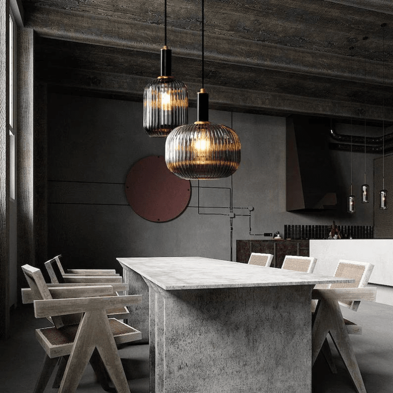 Luminora Nordic Stripe Glass Pendant Premium Light Fixture