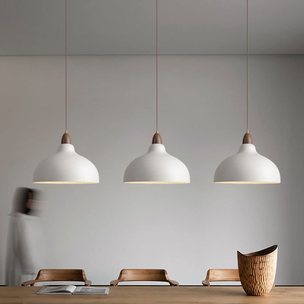 Sylvara Nordic Wood and White Metal Pendant Light Fixture
