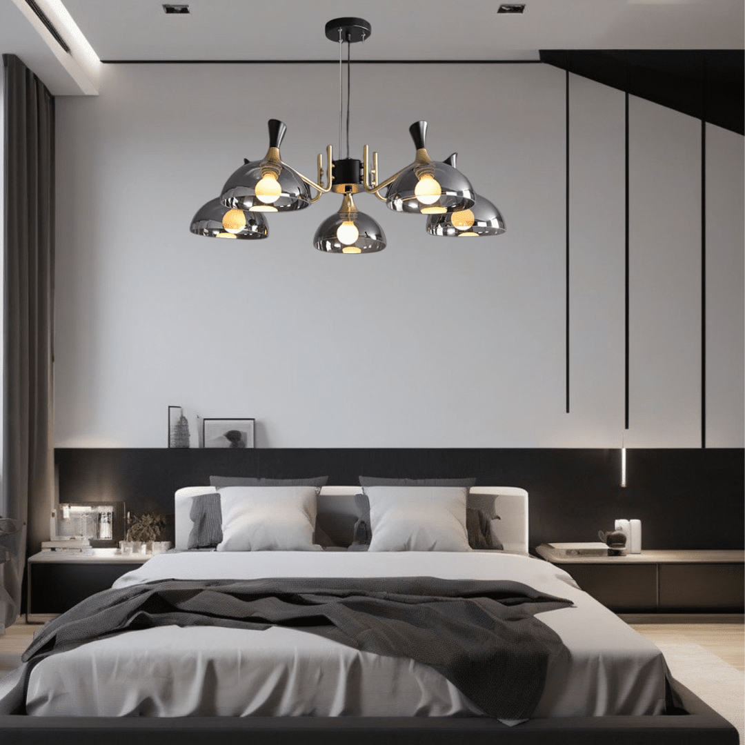 Aurelin Noir Glass LED Chandelier 8-Light Semi-Flush Mount
