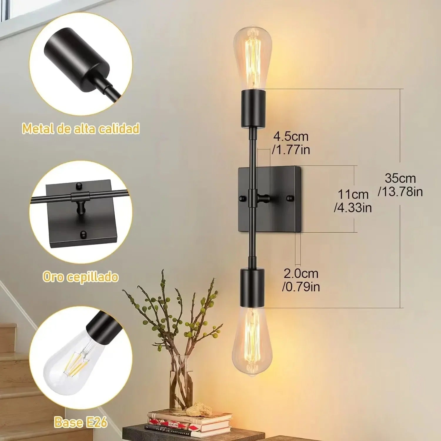 AuroraTwin Sconce Dimmable LED/CFL Metal Wall Mount Light