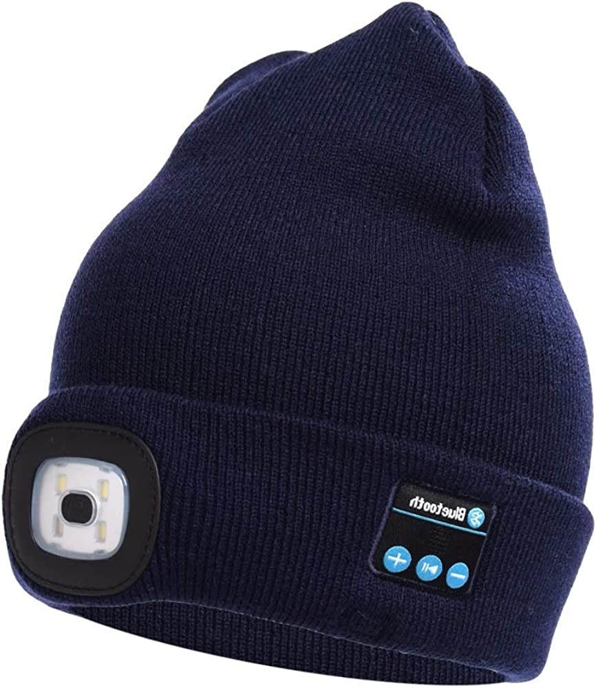 Bluetooth Beanie Hat With Light and Wireless Headphones, Bluetooth 5.0