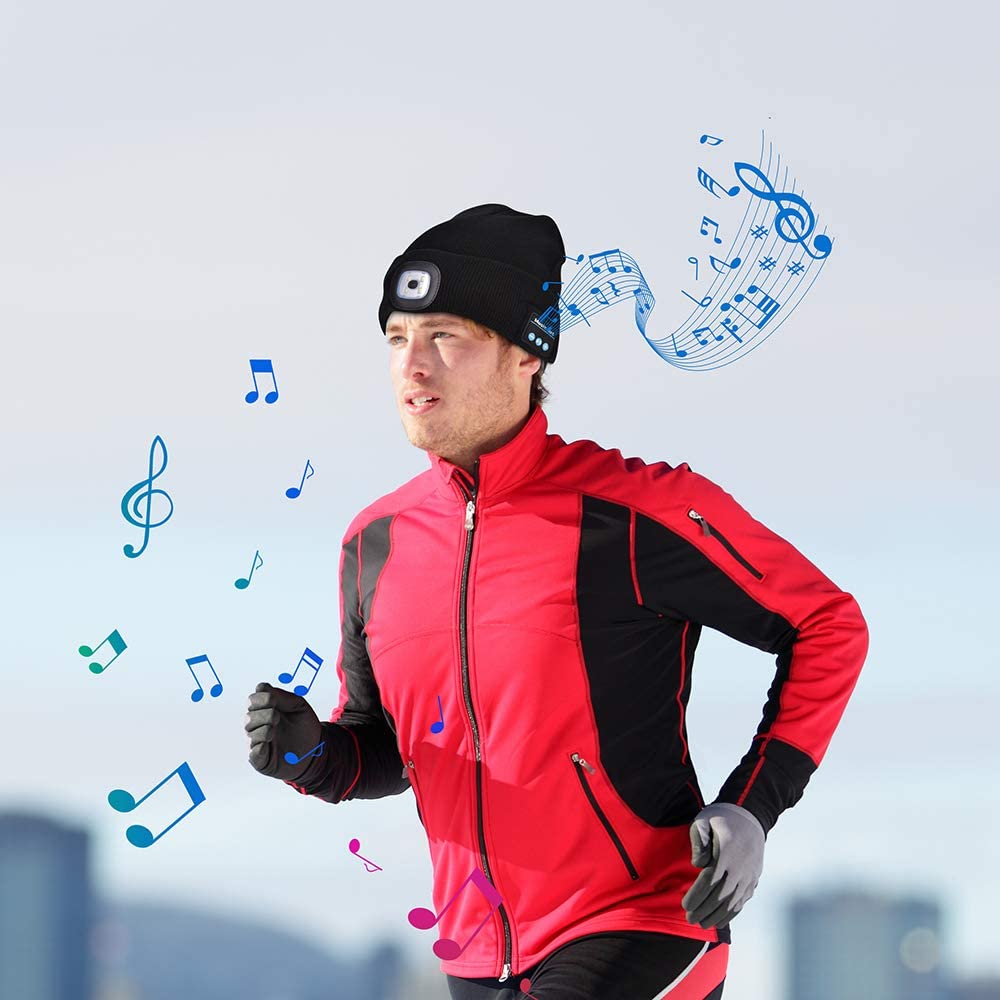 Bluetooth Beanie Hat With Light and Wireless Headphones, Bluetooth 5.0
