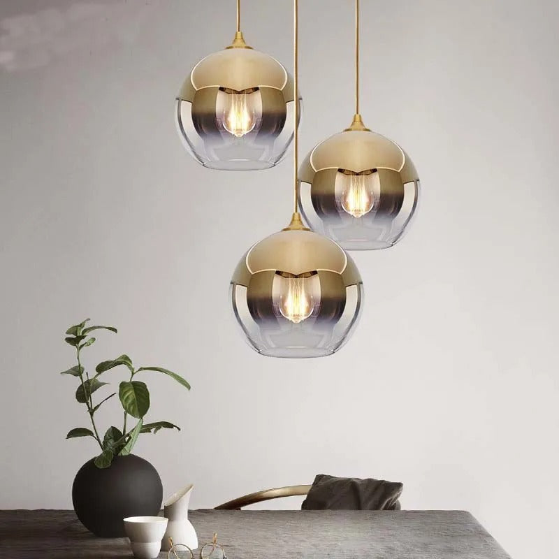 Lysara Glass Pendant Light | Ombre Champagne & Rose Gold