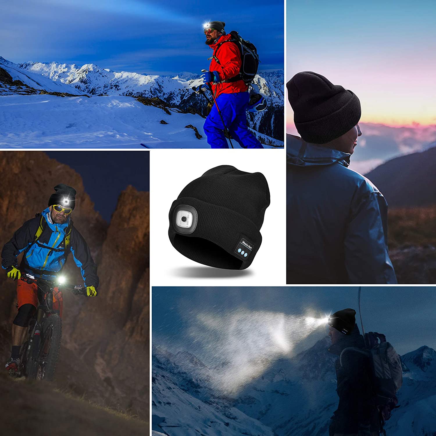 Bluetooth Beanie Hat With Light and Wireless Headphones, Bluetooth 5.0