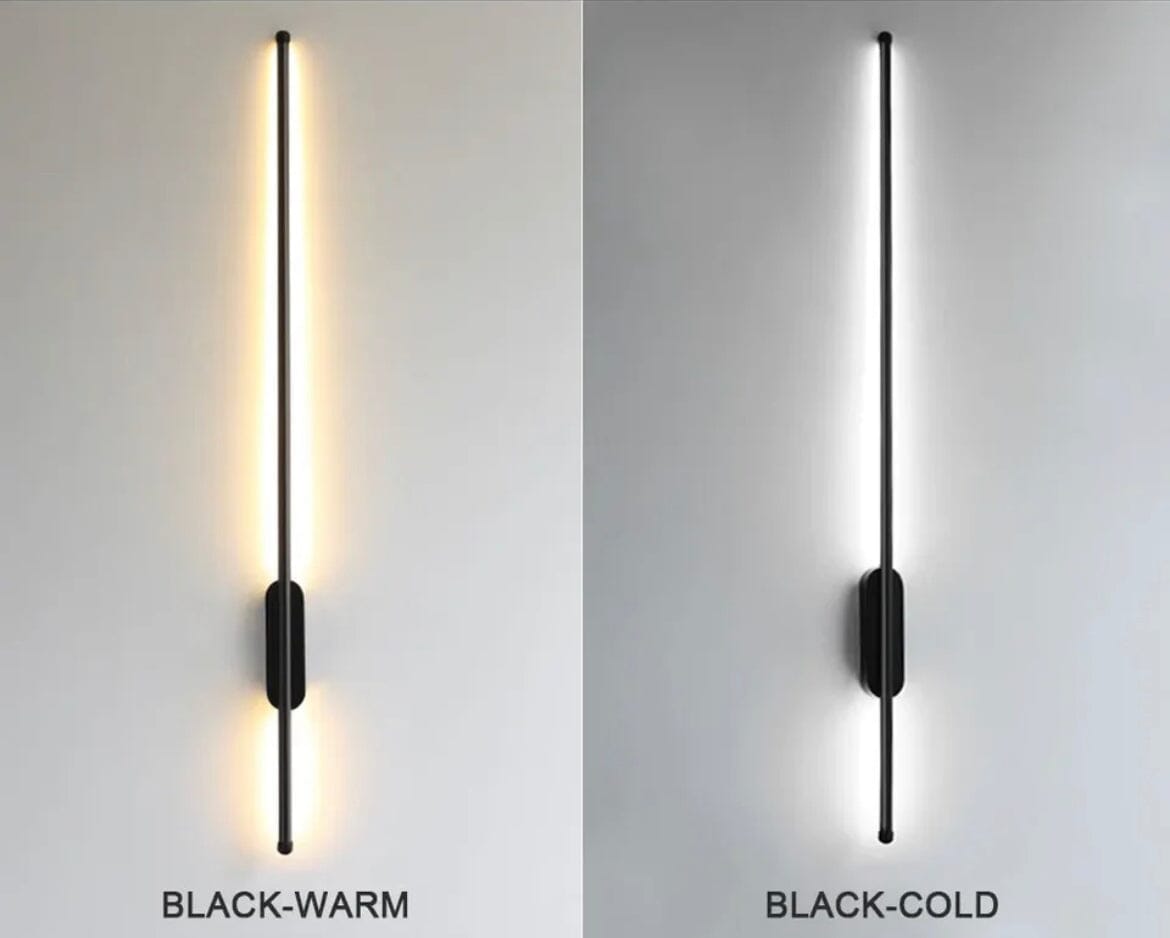 Noir Tube Wall Lamp in Black Metal for Modern Living