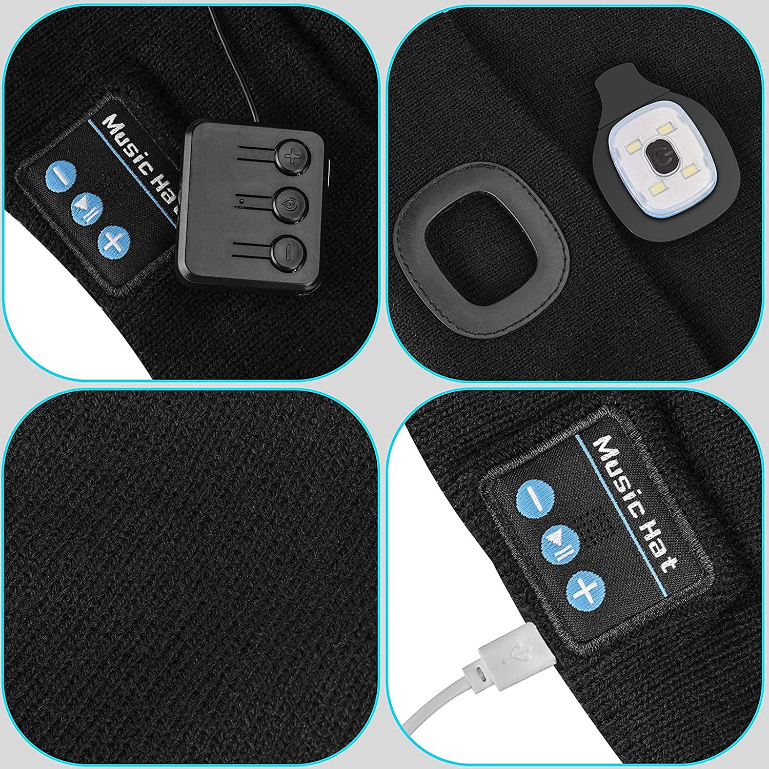 Bluetooth Beanie Hat With Light and Wireless Headphones, Bluetooth 5.0