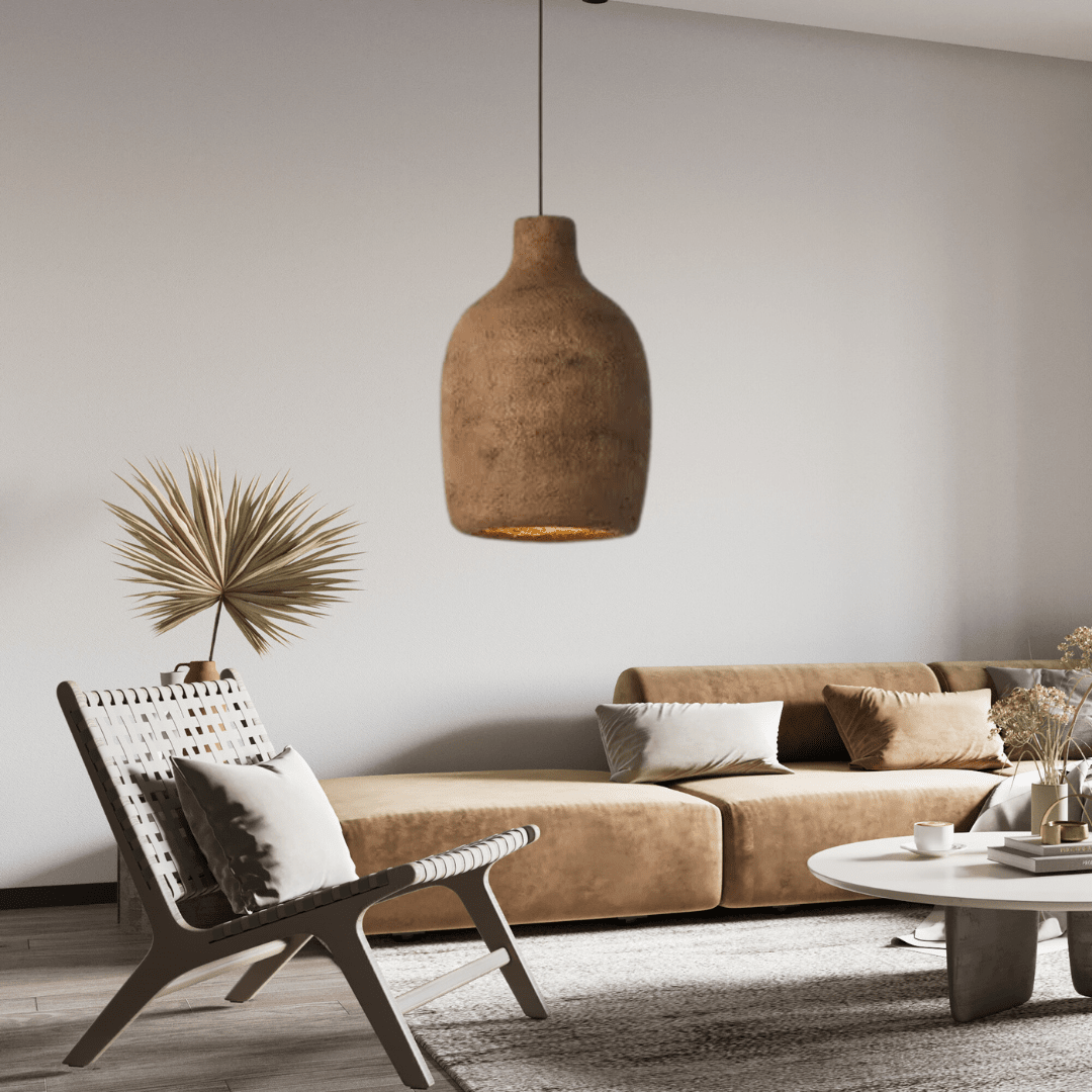 Aurek Wabi-Sabi Cement Pendant Lamp With Adjustable Cord For Home