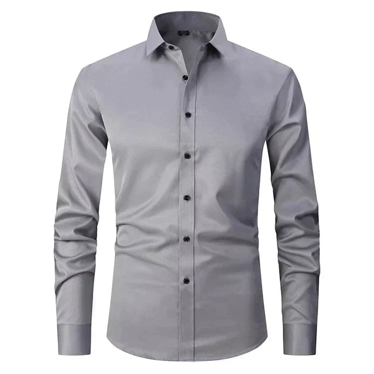 LumaEase TeddyStretch Camisa Anti-Rugas Conforto Auto-Vestível